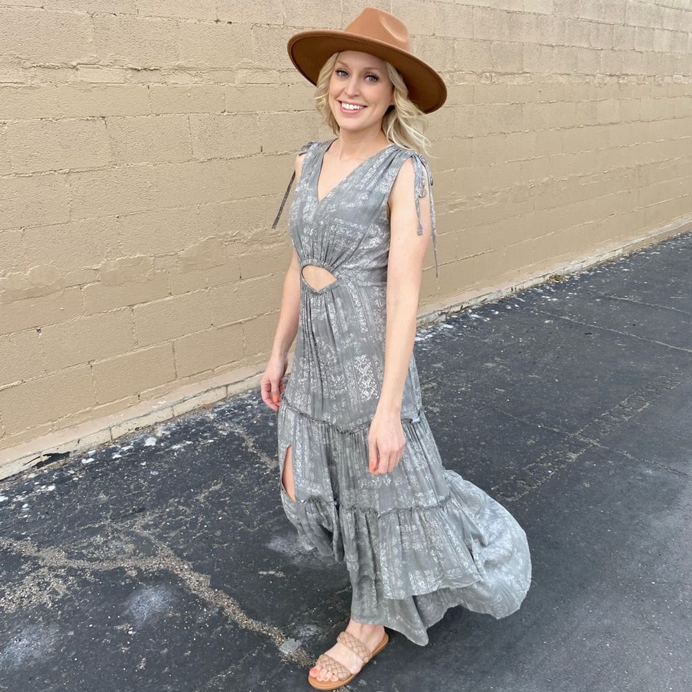 Sage Green Cut Out Maxi Dress
